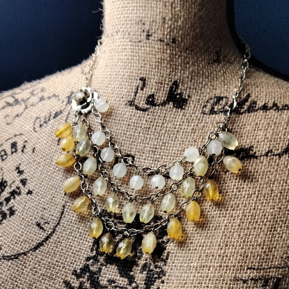 Beaded Yellow Multi-Layer Necklace